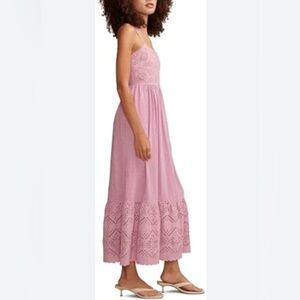 jessica simpson  cotton embroidered  Pink Lace Maxi Dress